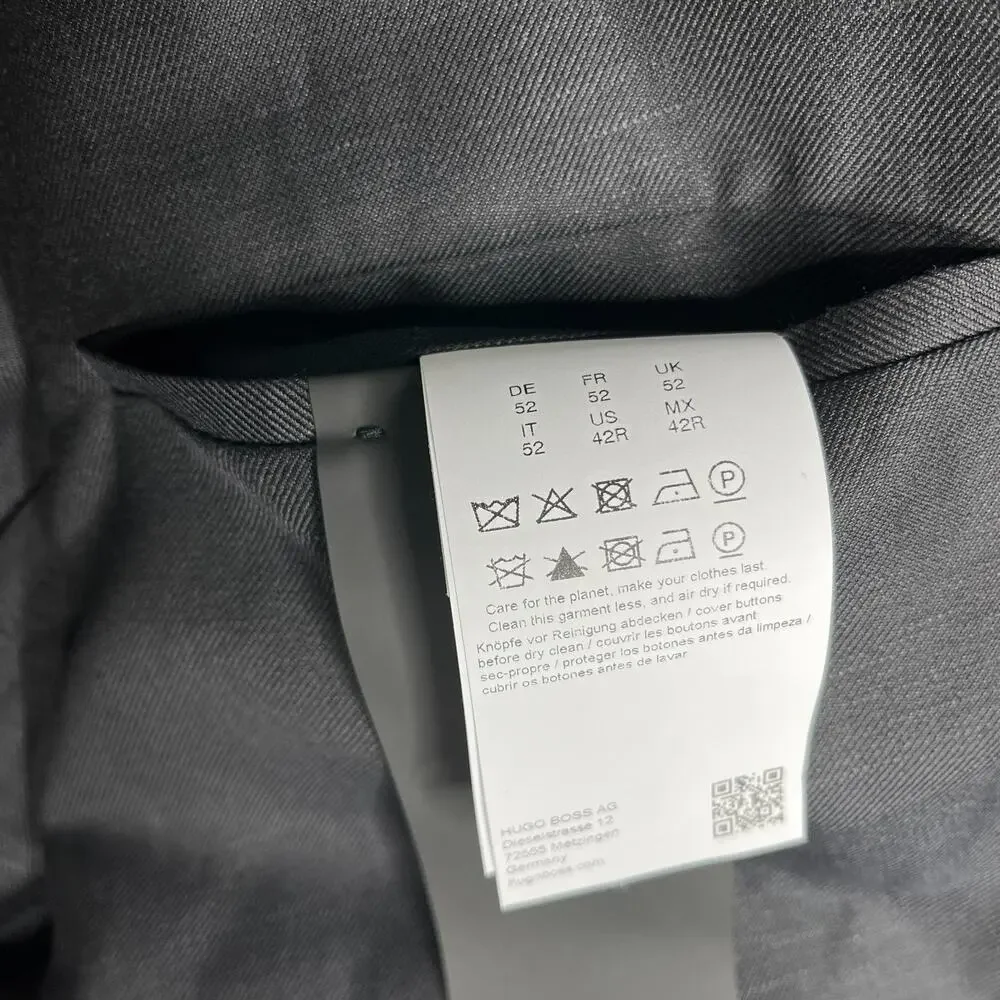 Hugo Boss Suit 42 R Mens Dark Grey Wool Linen Slim fit